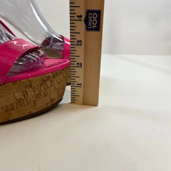 Schutz Pink Eduarda Cork Wedge Sandals Size 8.5B
